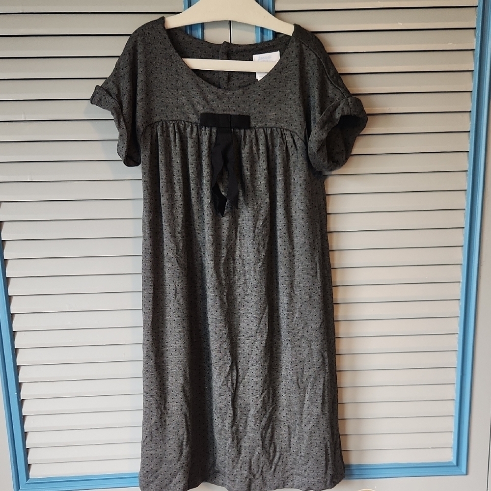 Jacadi Paris Charcoal Polka Dot Bow Detail Dress